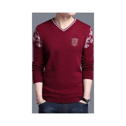 Solid Color Male Streetwear Jumpers Spring Autumn Style Men Knitted Sweaters V-Neck Pattern Casual Wool Pullovers