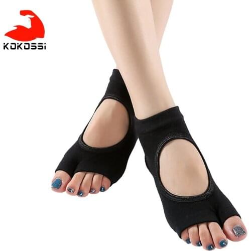 KoKossi 1 Pair Yoga Socks Hollow Instep Separate Fingers Non-slip Sports Socks Ballet Dance Fitness Training Floor Exercise Sock