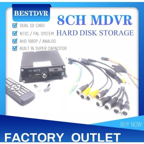 Spot wholesale vehicle video monitoring host 8 ~ 36V wide voltage built-in super capacitor 8CH double SD card mobile DVR