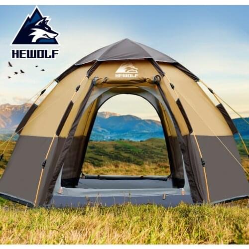 Hewolf New Outdoors 3-4 People Automatic Family Tent Thickened Rainproof Camping Tent Tents Outdoor Camping Big Space Beach Tent