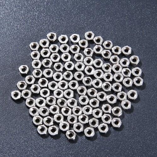100pcs Hex Nut Metal Hexagon Screw Nuts 2mm/2.5mm/3mm/4mm/5mm/6mm Hexagon Metric Thread Mayitr