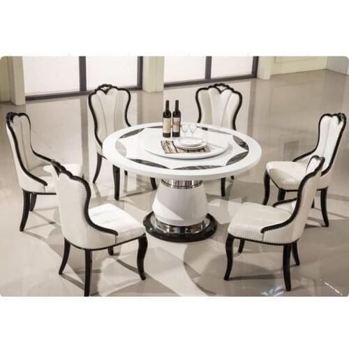 European dining chair white simple modern restaurant fashion soft package hotel leisure Korean PU leather villa solid wood chair