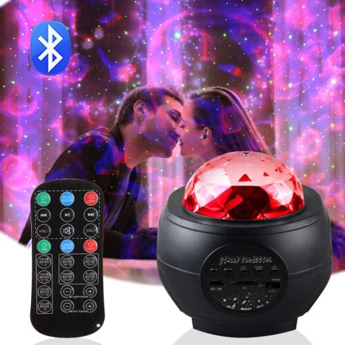 LED Star Projector Bluetooth Control Water Wave Starry Night Light for Room Romantic Atmosphere Night Lamp Valentines Day Gift