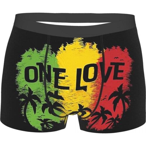 One Love Music Reggae Rasta Flag Underpants Breathbale Panties Man Underwear Comfortable Shorts Boxer Briefs