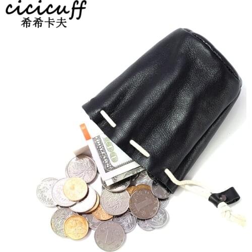 Vintage Genuine Leather Coin Purse Male Woman Oil Wax Cowhide Small Mini Wallet Coin Lipstick Storage Pocket Headset Pouch Bag
