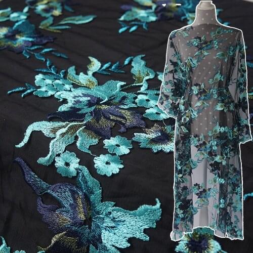 High quality black soft mesh fabric Dyed polyester embroidery material High end dress and cheongsam sewing