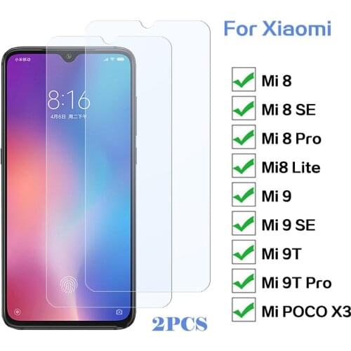 2Pcs HD Tempered Glass For Xiaomi Mi 8 SE 9 SE POCO X3 Protective Glas For Xiaomi Mi 8 9T Pro 8 Lite xiomi9X 8t Screen Protector