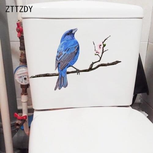 ZTTZDY 25.9×16.5CM Blue Bird Animal WC Toilet Funny Decoration Classic Home Bedroom Wall Stickers T2-1094