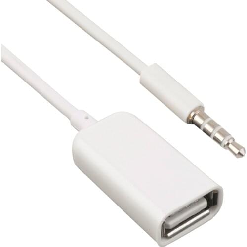 1PC White 3.5mm Male AUX Audio Plug Jack To USB 2.0 Type A Female OTG Cable Adapter Converter Cord Cable Car MP3