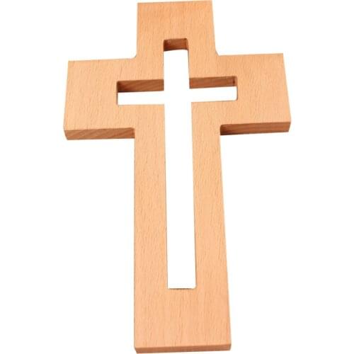 1PC Hollow Wooden Cross Scrapbooking Craft Christian Cross with Hanging Loop
