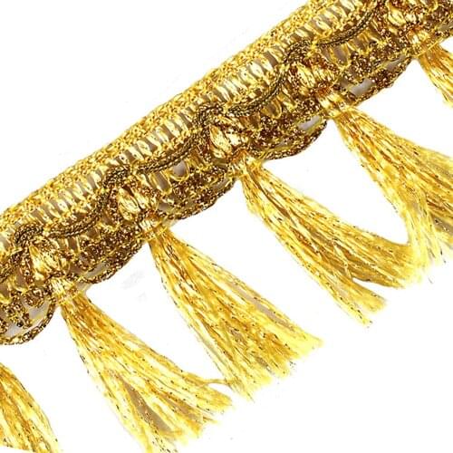 10yards DIY Accessories Tassel Fringe Trim Ribbon Sewing Dance Stage Curtain Decorative Gold Fringe T2791