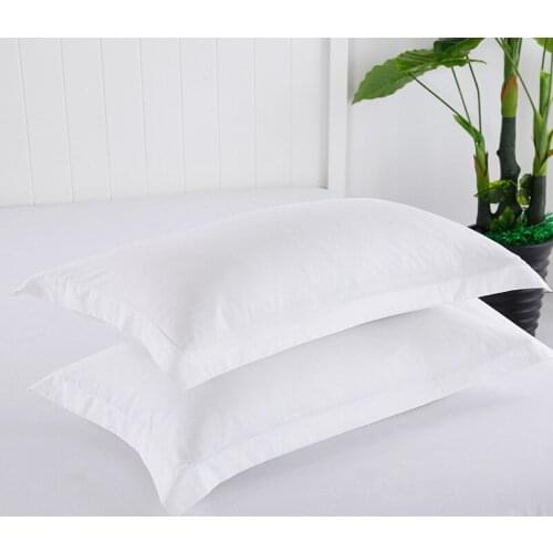 100% Cotton White Pillow Case 2Pcs Rectangular Sleeping Bed Pillow Cover Solid Color Pillowcase 48*74cm High Quality 45