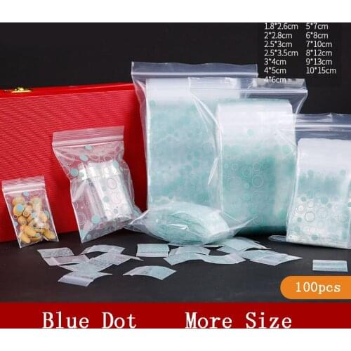 100pcs Light Blue Dot Plastic Zipper Bag Pouches Cute Ziplock Pill Packaging Pouches Mini Zip lock Bags Plastic Packaging Bags