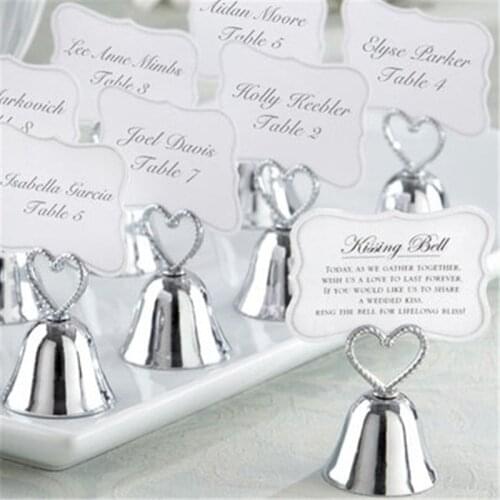 "Kissing Bell" Silver Bell Place Card Holder Photo Holder Christmas Wedding Table Decoration Favors