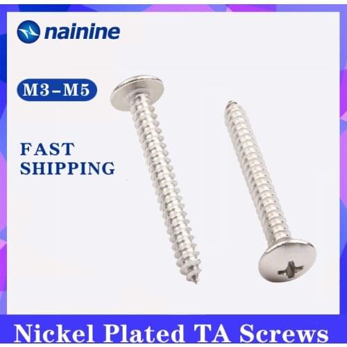20Pcs M3 M4 M5 TA Nickel Plated Phillips Self-tapping Truss Screws Mushroom Head Electronic Wooden Screws SS11