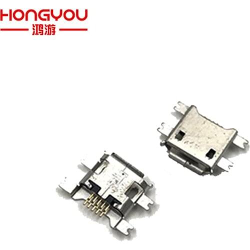 200Pcs Micro USB Jack Charging Female 5Pin 5-Pins Charge Port 4 Fixed Feet 1.17mm Charging Connector Socket