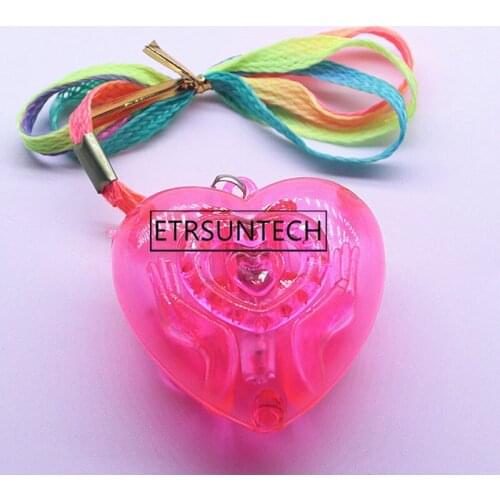 200pcs Love Heart Shape Led Necklaces Colorful Light Up Flashing Necklace Halloween Christmas Party Gift