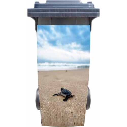 3D Seaside Turtle Rubbish Bin Sticker Wallpaper mural Wall Print Decal Removable Wall Mural Photo self adhesive Gift
