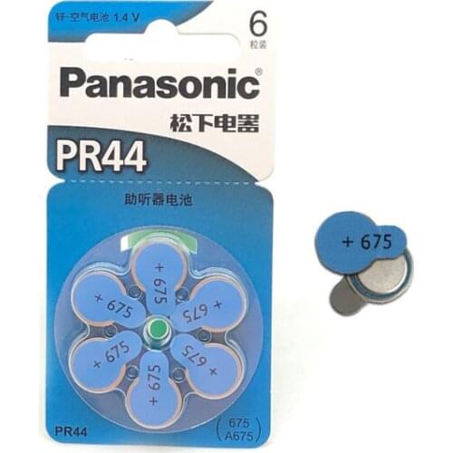 42pcs/lot Original Battery For Panasonic PR44 Hearing aid 675 A675 Deaf-aid Audiphone Cochlear Button Cell Batteries 11.6*5.4mm