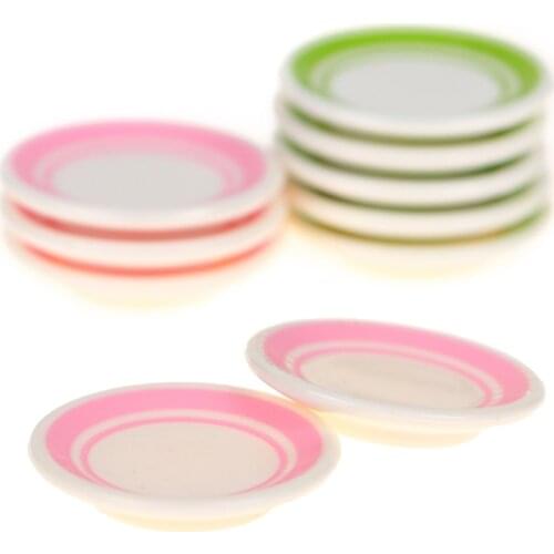 5Pcs/Set Kitchen Toys Doll house Colorful Dinner Plates Doll Durable Mini Food Dishes Tableware Miniature Doll House Accessories