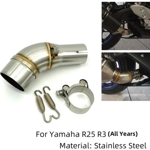 REALZION Motorcycle Slip On Middle Exhaust Link Pipe Adapter Connector Added Coating Process for Yamaha R25 R3 R 25 2013 - 2016