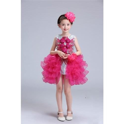 Girls 4layers performance Ballet Dress Children sleeveless dance tutu skirt Costumes Girl Dancewear