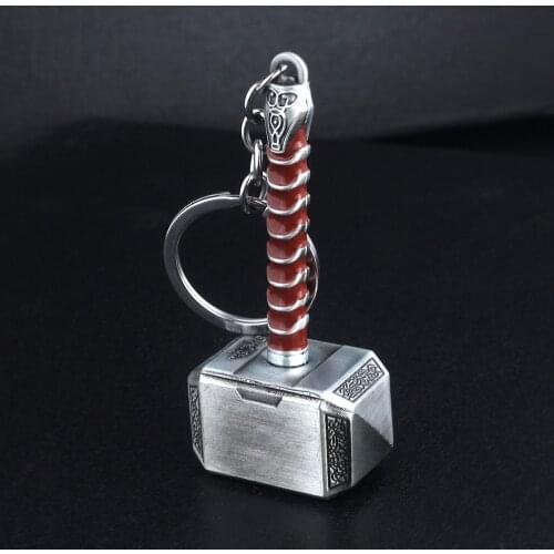 Gold silver color retro 4 styles Thor Hammer Metal Keychain Men Women Car Keyring Movie Fans Accessories