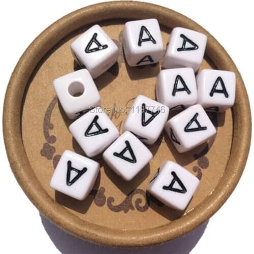 Letter Beads for Jewelry Making 10mm Letters Beads 50pcs for name Jewelry Big hole Alphabet Letters Chunky Beads White Letters