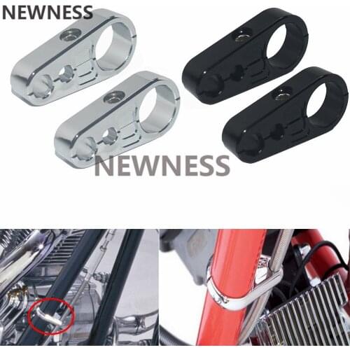 Motorcycle Bike Chrome Black 25mm 1" CNC Aluminum Handlebar Clutch Cable Brake Line Clamp For Harley Chopper Bobber fit 1"