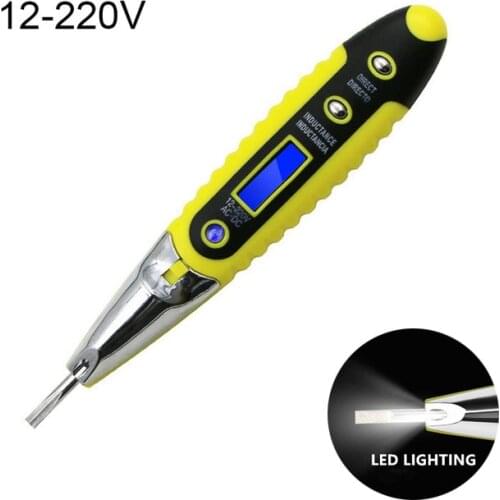 Digital Test Pencil Tester with LED Light LCD Display Screwdriver Voltage Detector Test Pen AC DC 12-220V for Electrician Tools
