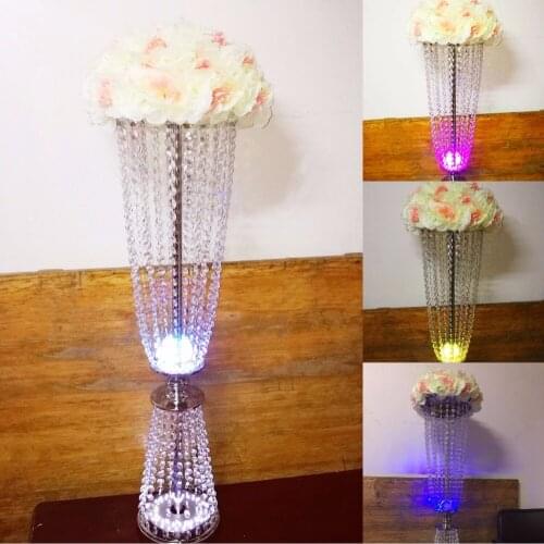 Aisle walkway crystal wedding flower vase holder with light road lead wedding table centerpiece event party cake stand holder