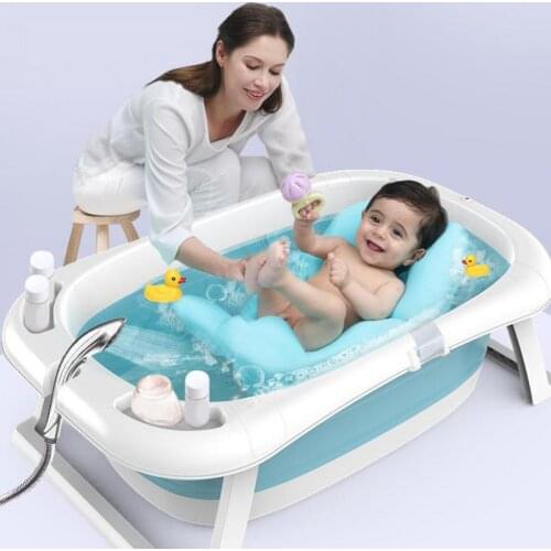 Baby Bathtub Bath Bucket Baby Folding Bathtub Bath Pad Set Extra Large Extended Newborn Childrens Products