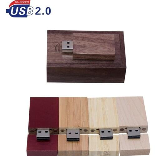 USB 2.0 High speed LOGO wooden+Box Personal LOGO customer pendrive 8GB 16GB 32GB 64GB usb Flash Drive pen drive U disk gift