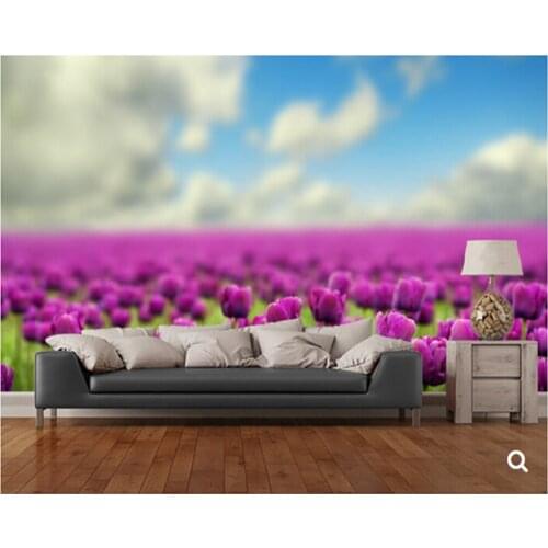 Custom nature murals,Spring Tulips,3D photo Textile Wallcoverings for living room bedroom TV backdrop embossed papel de parede
