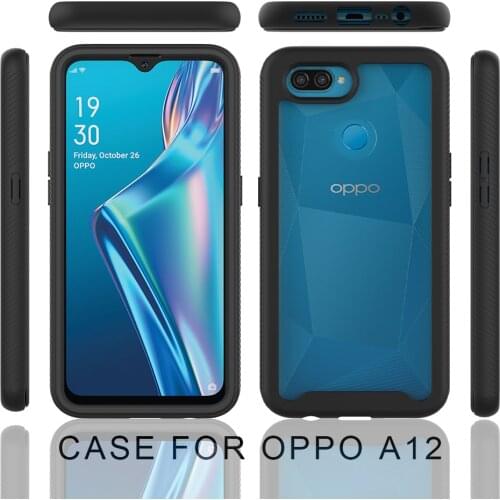 Hybrid Rugged Armor PC + TPU Shockproof Case For OPPO A12 Soft Frame Transparent Hard Back Cover for Oppo A 12 A12 Protector