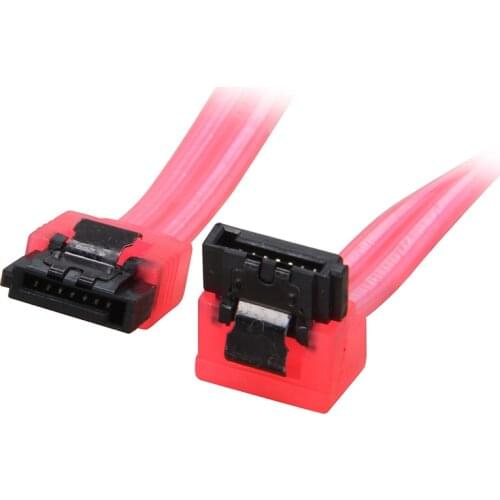 10inch 180 to 90 degree 6Gb/s SATA3 Serial ATA DATA cable with latch for SATA 3.0 SATAIII 6Gbps HDD Hard Drive Disk/ SSD -UV Red
