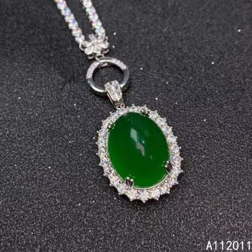 KJJEAXCMY Fine Jewelry 925 Sterling Silver inlaid Natural Chalcedony Female Pendant Necklace trendy Support Detection