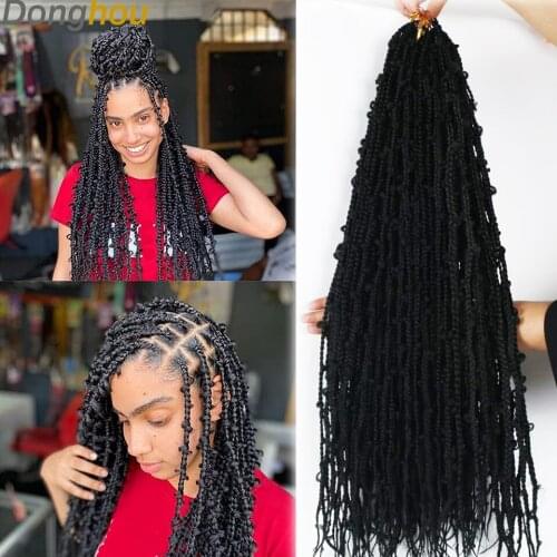 Donghou New 32Inch Butterfly Box Crochet Braids Hair Synthetic Long Faux locs Goddess Braiding Hair Extensions For Black Women