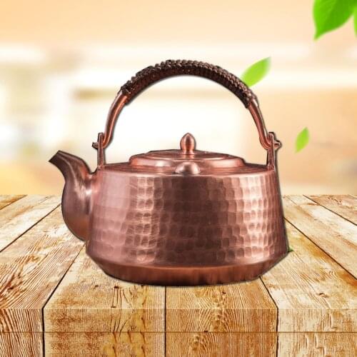 ENERGE SPRING 700ML Handmade Thick Copper Pot Vintage Red Copper Teapot Household Boiling Water Pot Traditional Kettle Tea Set