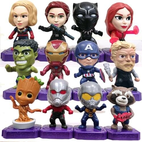 Marvel Avengers Movable Doll Figure Decoration Model Toy Gift Thor Groot Iron Man Hulk Scarlet Witch Black Widow Panther