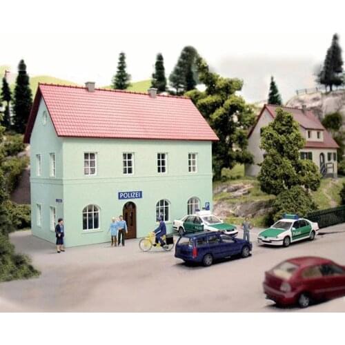 HO Scale 1:87 61836 Police Station Model Railway Train Scene Sand Table Building Layout Assembling Toys