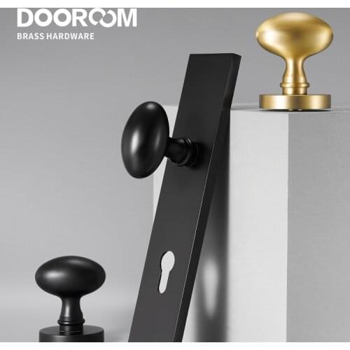 Dooroom Brass Door Lock Set Modern Egg Shaped Knob Long Plate Interior Bedroom Bathroom Double Wood Door Lever Set Dummy Handles