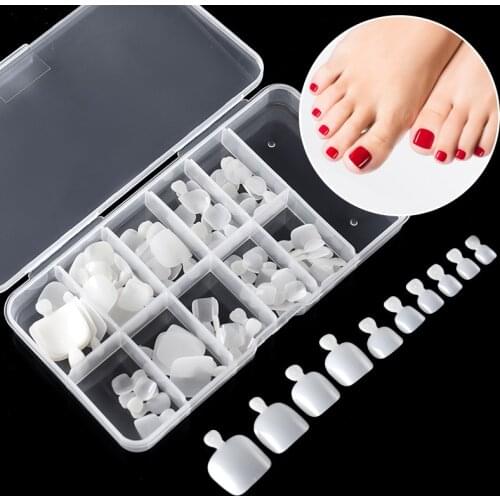 100Pcs Toe Nails Clear Acrylic Manicure False Nail Tips For Toes Natural Artificial Nail Tips Tool For Nails Salon Supply