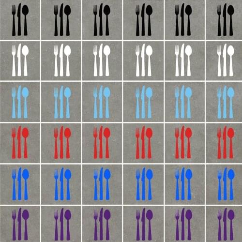 KNIFE FORK SPOON Stickers Waterproof Wall Decals ideal for tiles/glass/ceramics Wall Stickers Home Decor Kitchroom Cuisine D744