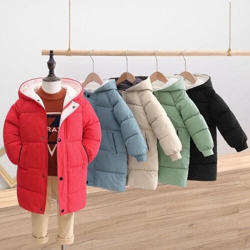 New Childrens Down Cotton-padded Jacket 2021 Boys Long Girls Winter Coat Korean Jacket for Baby Girls Winter Coat