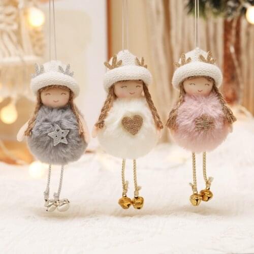 Latest New Year 2022 Plush Angel Girl Pendant Cute Girl Doll Gift Christmas Decoration for Home Xmas Tree for Kids Gift 2021
