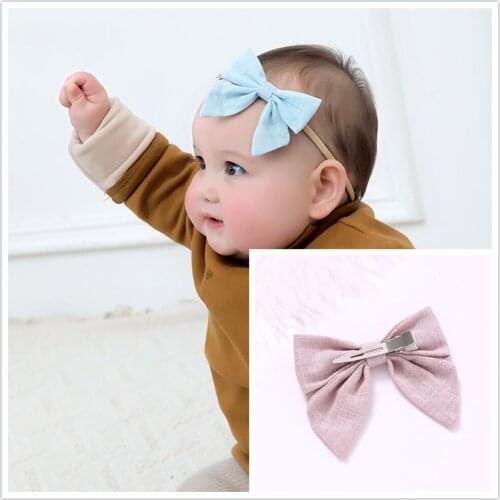 Solid Multi Color Hair bands Hair Bows For Kids Elastic Nylon Headbands Hair Clips For Girls Bowknot Baby Girl Hair Accessories