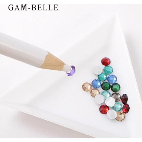 GAM-BELLE 1Pc Plastic Triangle Nail Tray Nail Art Rhinestone Glitter Box Plate Tray Holder Storage Container Manicure Tools