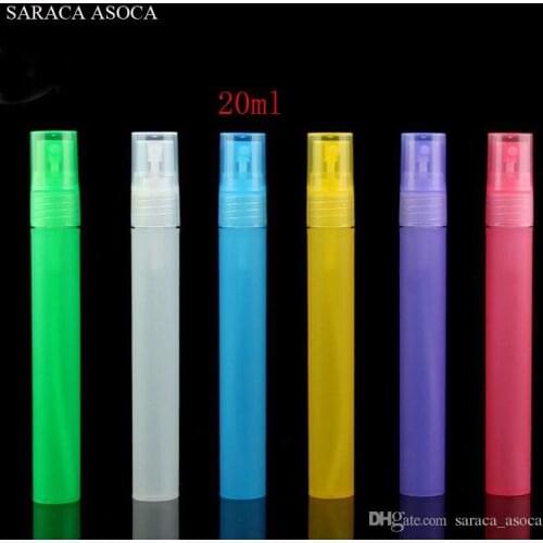 20ml Empty Translucence Ice Plastic Spray Bottle Makeup Perfume Atomizer Refillable Bottles Multicolor Print logo 1000pcs/lot