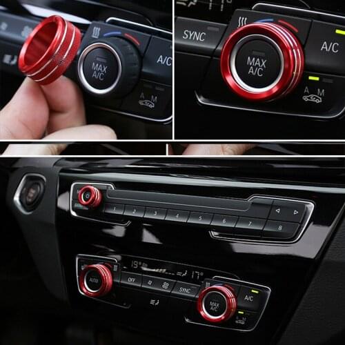 3pcs Air Conditioning Knobs Audio Circle Trim Volume Control Button Cover For BMW 1 2 3 3GT 4 Serie New X1 Car Style Accessories
